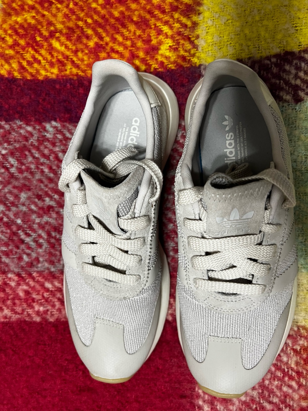 Adidas Women’s Light Gray Knit-Lace Sneakers
